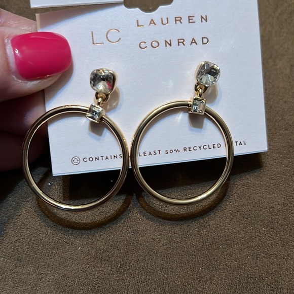 NWT LC Conrad Stone Drop Hoop Earrings - Picture 4 of 4